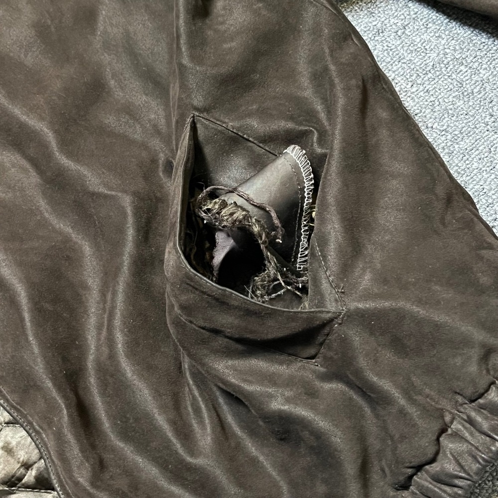 Weather Report by Weatherproof Bomber Jacket Large Brown Faux Suede Full Zip - Picture 8 of 13